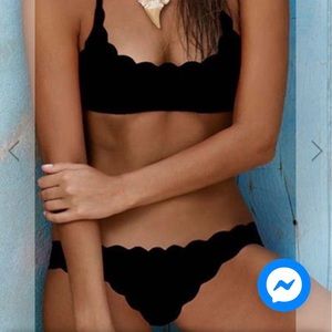 Never Worn! Black Scalloped-Edge Bikini